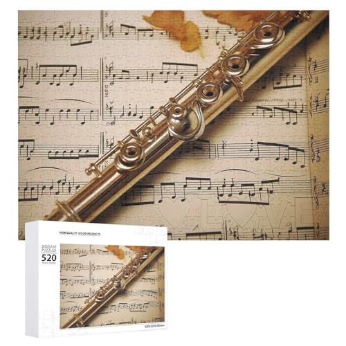 Großes Holzpuzzle Weihnachten Puzzle Puzzles Erwachsene Herausfordernde Puzzles Flöte Musik Gedruckt Jigsaw Puzzles (520 Teile) von DWVTMNS