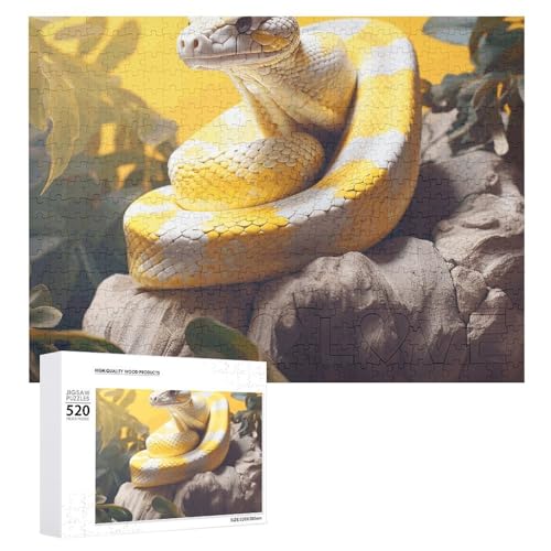Großes Holzpuzzle Weihnachten Puzzle Puzzles Erwachsene Herausfordernde Puzzles Gelb und Weiß Python Gedruckt Jigsaw Puzzles (520 Teile) von DWVTMNS