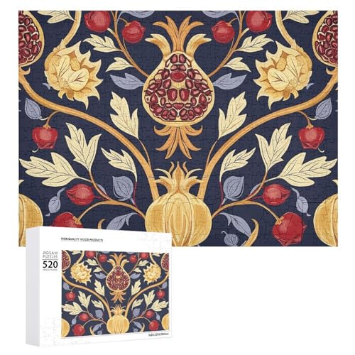 Großes Holzpuzzle Weihnachten Puzzle Puzzles Erwachsene Herausfordernde Puzzles Handgezeichneter Granatapfel Bedruckte Puzzles (520 Teile) von DWVTMNS