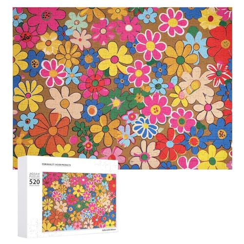 Großes Holzpuzzle Weihnachten Puzzle Puzzles Erwachsene Herausfordernde Puzzles Helle Blume Stil Gedruckt Jigsaw Puzzles (520 Teile) von DWVTMNS