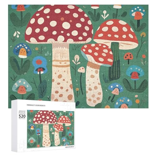 Großes Holzpuzzle Weihnachten Puzzle Puzzles Erwachsene Herausfordernde Puzzles Hippie Pilz Gedruckt Jigsaw Puzzles (520 Teile) von DWVTMNS
