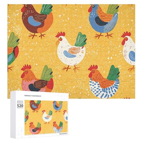Großes Holzpuzzle Weihnachten Puzzle Puzzles Erwachsene Herausfordernde Puzzles Huhn Drucke Gedruckt Puzzles (520 Teile) von DWVTMNS