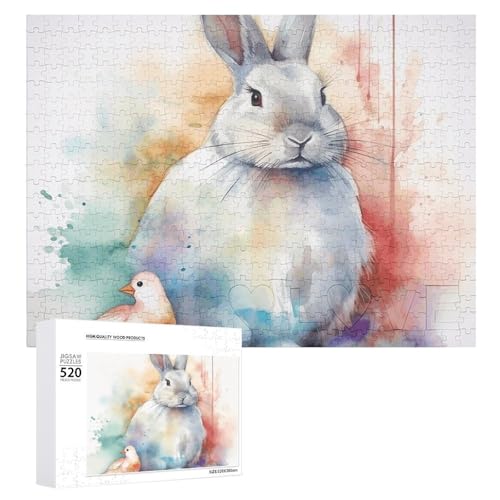 Großes Holzpuzzle Weihnachten Puzzle Puzzles Erwachsene Herausfordernde Puzzles Kaninchen und Vogel Bedruckte Puzzles (520 Teile) von DWVTMNS