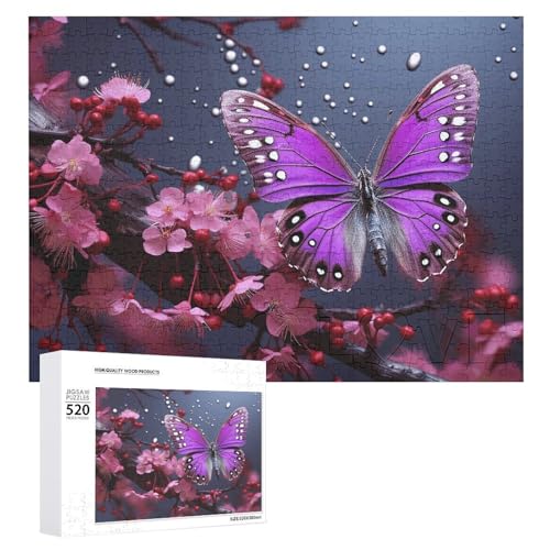 Großes Holzpuzzle Weihnachten Puzzle Puzzles Erwachsene Herausfordernde Puzzles Lila Pflaume Schmetterling Gedruckt Jigsaw Puzzles (520 Teile) von DWVTMNS