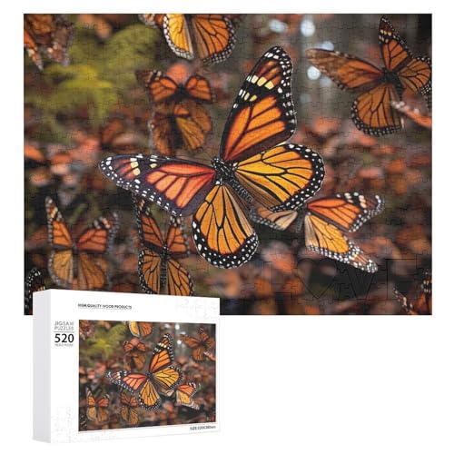 Großes Holzpuzzle Weihnachten Puzzle Puzzles Erwachsene Herausfordernde Puzzles Monarch Schmetterlinge Gedruckt Jigsaw Puzzles (520 Teile) von DWVTMNS