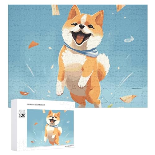 Großes Holzpuzzle Weihnachten Puzzle Puzzles Erwachsene Herausfordernde Puzzles Niedlich Shiba Inu Gedruckt Jigsaw Puzzles (520 Teile) von DWVTMNS