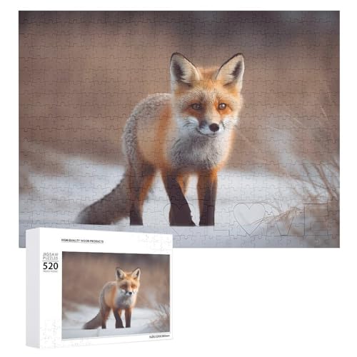 Großes Holzpuzzle Weihnachten Puzzle Puzzles Erwachsene Herausfordernde Puzzles Niedlicher Fuchs Bedruckte Puzzles (520 Teile) von DWVTMNS
