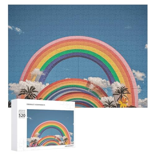 Großes Holzpuzzle Weihnachten Puzzle Puzzles Erwachsene Herausfordernde Puzzles Schöne Welt Regenbogen Gedruckt Jigsaw Puzzles (520 Teile) von DWVTMNS