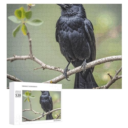 Großes Holzpuzzle Weihnachten Puzzle Puzzles Erwachsene Herausfordernde Puzzles Schwarze Krähe Vögel auf einem Ast Gedruckte Puzzles (520 Teile) von DWVTMNS