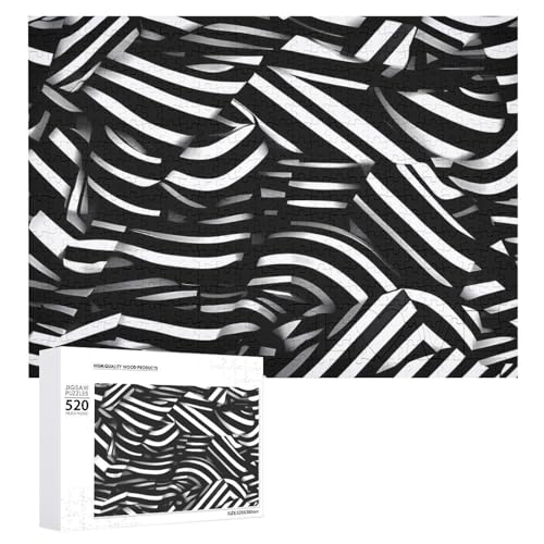 Großes Holzpuzzle Weihnachten Puzzle Puzzles Erwachsene Herausfordernde Puzzles Schwarze und weiße Linien Bedruckte Puzzles (520 Teile) von DWVTMNS