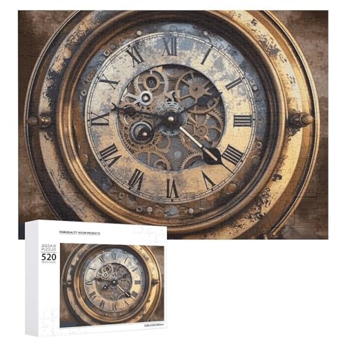 Großes Holzpuzzle Weihnachten Puzzle Puzzles Erwachsene Herausfordernde Puzzles Steampunk Uhr Bedruckte Puzzles (520 Teile) von DWVTMNS