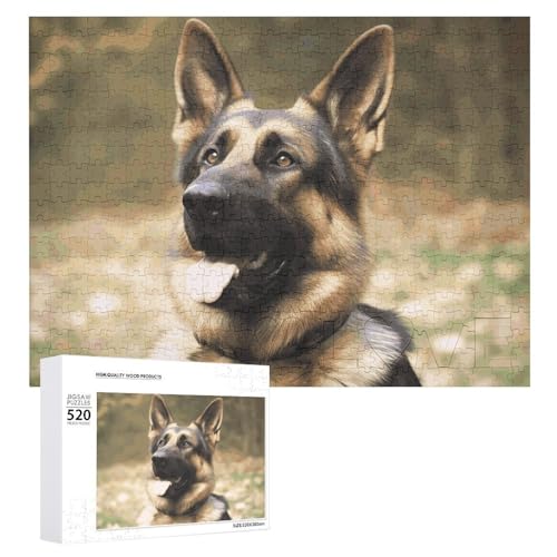 Großes Holzpuzzle Weihnachten Puzzle Puzzles Erwachsene Herausfordernde Puzzles Tier Deutscher Schäferhund Gedruckte Puzzles (520 Teile) von DWVTMNS