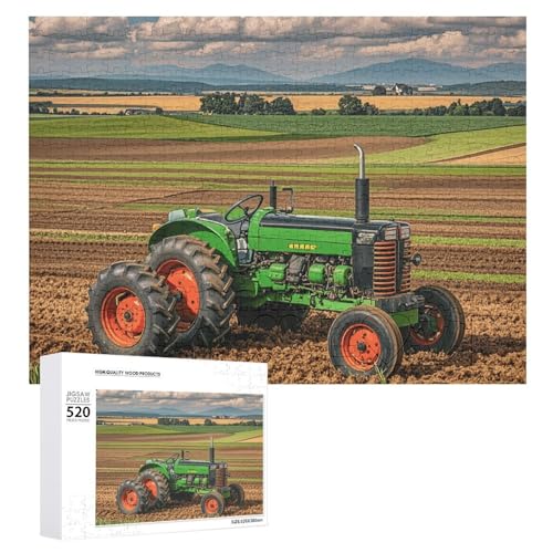 Großes Holzpuzzle Weihnachten Puzzle Puzzles Erwachsene Herausfordernde Puzzles Traktor Bauernhof Bedruckte Puzzles (520 Teile) von DWVTMNS