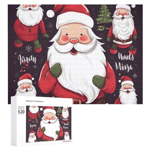 Großes Holzpuzzle Weihnachten Puzzle Puzzles Erwachsene Herausfordernde Puzzles Weihnachten Weihnachtsmann Gedruckt Jigsaw Puzzles (520 Teile) von DWVTMNS