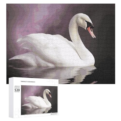 Großes Holzpuzzle Weihnachten Puzzle Puzzles Erwachsene Herausfordernde Puzzles Weißer Schwan Bedruckte Puzzles (520 Teile) von DWVTMNS