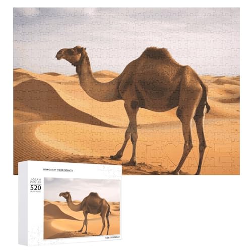 Großes Holzpuzzle Weihnachten Puzzle Puzzles Erwachsene Herausfordernde Puzzles Wüstensand Kamel Gedruckt Jigsaw Puzzles (520 Teile) von DWVTMNS