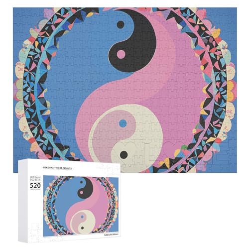 Großes Holzpuzzle Weihnachten Puzzle Puzzles Erwachsene Herausfordernde Puzzles Yin Yang Muster Gedruckt Jigsaw Puzzles (520 Teile) von DWVTMNS