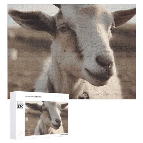 Großes Holzpuzzle Weihnachten Puzzle Puzzles Erwachsene Herausfordernde Puzzles Ziege auf Hügel Bedruckte Puzzles (520 Teile) von DWVTMNS
