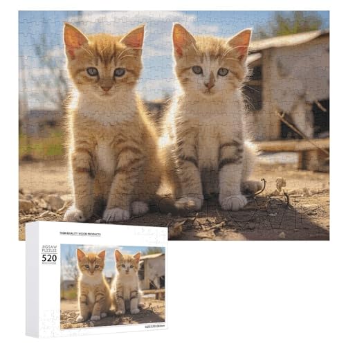 Großes Holzpuzzle Weihnachten Puzzle Puzzles Erwachsene Herausfordernde Puzzles Zwei Kleine Katzen Bedruckte Puzzles (520 Teile) von DWVTMNS