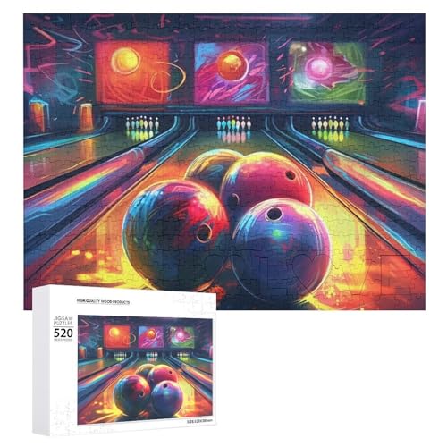 Großes Holzpuzzle Weihnachtspuzzle Puzzles Erwachsene Herausfordernde Puzzles Bowlingkugeln Gedruckte Puzzles (520 Teile) von DWVTMNS