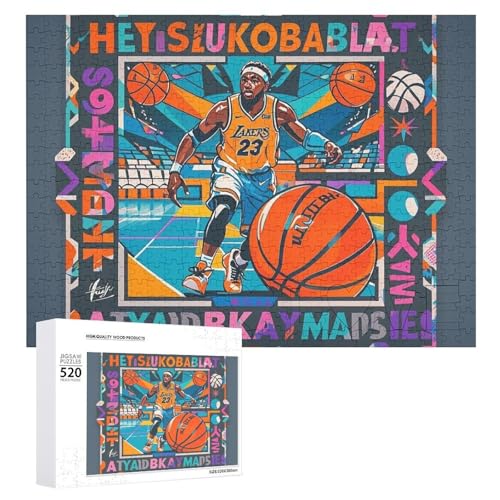 Großes Holzpuzzle Weihnachtspuzzle Puzzles Erwachsene Herausfordernde Puzzles Cooles Basketballthema Bedruckte Puzzles (520 Teile) von DWVTMNS