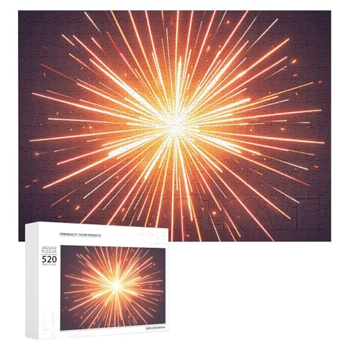 Großes Holzpuzzle Weihnachtspuzzle Puzzles Erwachsene Herausfordernde Puzzles Explosion Feuerwerk 3D Gedruckte Puzzles (520 Teile) von DWVTMNS