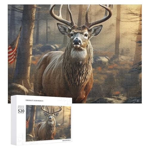 Großes Holzpuzzle Weihnachtspuzzle Puzzles Erwachsene Herausfordernde Puzzles Hirsch Jagdsaison Bedruckte Puzzles (520 Teile) von DWVTMNS