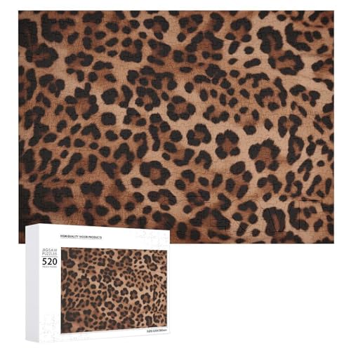Großes Holzpuzzle Weihnachtspuzzle Puzzles Erwachsene Herausfordernde Puzzles Leopardenmuster Bedruckte Puzzles (520 Teile) von DWVTMNS