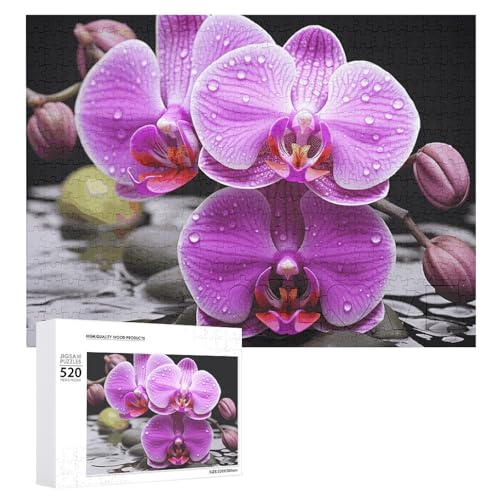 Großes Holzpuzzle Weihnachtspuzzle Puzzles Erwachsene Herausfordernde Puzzles Lila Orchidee Gedruckte Puzzles (520 Teile) von DWVTMNS