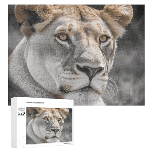 Großes Holzpuzzle Weihnachtspuzzle Puzzles Erwachsene Herausfordernde Puzzles Löwin Gedruckte Puzzles (520 Teile) von DWVTMNS