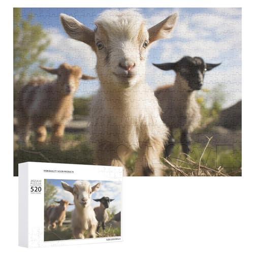 Großes Holzpuzzle Weihnachtspuzzle Puzzles Erwachsene Herausfordernde Puzzles Niedliche Ziege Gedruckte Puzzles (520 Teile) von DWVTMNS