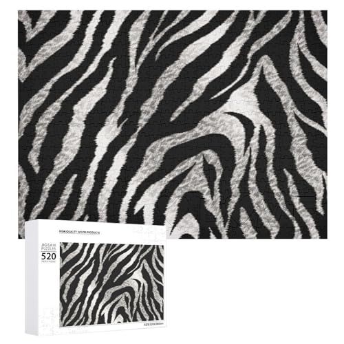 Großes Holzpuzzle Weihnachtspuzzle Puzzles Erwachsene Herausfordernde Puzzles Schwarz-Weiß-Zebradruck Bedruckte Puzzles (520 Teile) von DWVTMNS