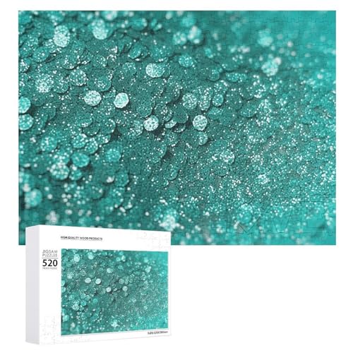 Großes Holzpuzzle Weihnachtspuzzle Puzzles Erwachsene Herausfordernde Puzzles Türkis Glitzer Bedruckte Puzzles (520 Teile) von DWVTMNS