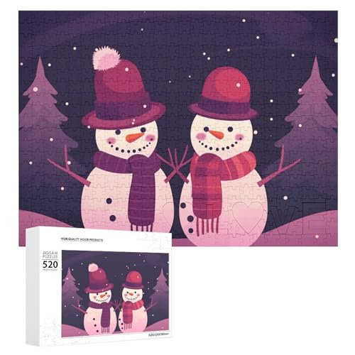 Großes Holzpuzzle Weihnachtspuzzle Puzzles Erwachsene Herausfordernde Puzzles Zwei Schneemänner Bedruckte Puzzles (520 Teile) von DWVTMNS