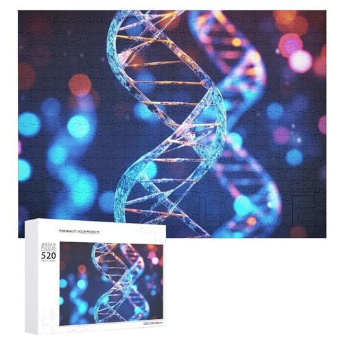 Großes Weihnachtspuzzle aus Holz für Erwachsene - DNA-Stimulierende Puzzles mit Helix-Genetik bedruckt, 520 Teile von DWVTMNS