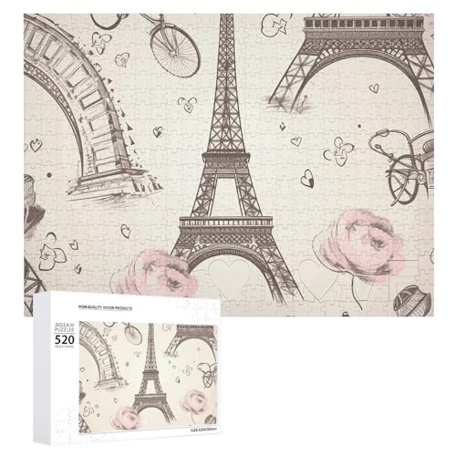 Großes Weihnachtspuzzle aus Holz für Erwachsene - Stimulierende Puzzles - Der Eiffelturm - Bedruckte Puzzles (520 Teile) von DWVTMNS