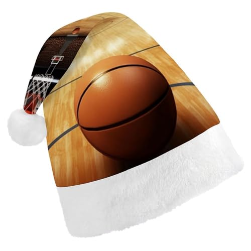 DWVTSLH Weihnachtsmütze, Basketball, bedruckt, Weihnachtsmannmütze, weicher und bequemer Samt, verdickte Weihnachtsmütze, geeignet für Weihnachten, Neujahr, Urlaub, Partyzubehör DWVTSLH Weihnachtsmütze, Basketball, bedruckt, Weihnachtsmannmütze, weicher und bequemer Samt, verdickte Weihnachtsmütze, geeignet für Weihnachten, Neujahr, Urlaub, Partyzubehör von DWVTSLH