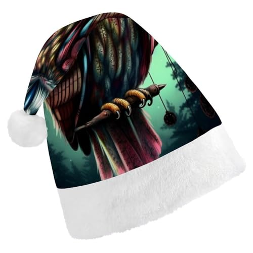 DWVTSLH Weihnachtsmütze, Eule, bedruckt, Weihnachtsmannmütze, weicher und bequemer Samt, verdickte Weihnachtsmütze, geeignet für Weihnachten, Neujahr, Urlaub, Partyzubehör DWVTSLH Weihnachtsmütze, Eule, bedruckt, Weihnachtsmannmütze, weicher und bequemer Samt, verdickte Weihnachtsmütze, geeignet für Weihnachten, Neujahr, Urlaub, Partyzubehör von DWVTSLH
