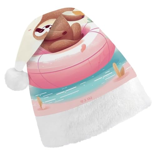 DWVTSLH Weihnachtsmütze, Faultier, Flamingo, bedruckt, Weihnachtsmannmütze, weicher und bequemer Samt, verdickte Weihnachtsmütze, geeignet für Weihnachten, Neujahr, Urlaub, Partyzubehör DWVTSLH Weihnachtsmütze, Faultier, Flamingo, bedruckt, Weihnachtsmannmütze, weicher und bequemer Samt, verdickte Weihnachtsmütze, geeignet für Weihnachten, Neujahr, Urlaub, Partyzubehör von DWVTSLH