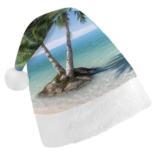 DWVTSLH Weihnachtsmütze, Motiv: Palmen, bedruckt, Weihnachtsmannmütze, weicher und bequemer Samt, verdickte Weihnachtsmütze, geeignet für Weihnachten, Neujahr, Urlaub, Partyzubehör DWVTSLH Weihnachtsmütze, Motiv: Palmen, bedruckt, Weihnachtsmannmütze, weicher und bequemer Samt, verdickte Weihnachtsmütze, geeignet für Weihnachten, Neujahr, Urlaub, Partyzubehör von DWVTSLH