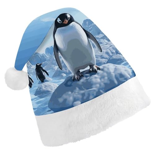 DWVTSLH Weihnachtsmütze, Pinguin, Antarktis, Eisdruck, Weihnachtsmannmütze, weicher und bequemer Samt, verdickte Weihnachtsmütze, geeignet für Weihnachten, Neujahr, Urlaub, Partyzubehör DWVTSLH Weihnachtsmütze, Pinguin, Antarktis, Eisdruck, Weihnachtsmannmütze, weicher und bequemer Samt, verdickte Weihnachtsmütze, geeignet für Weihnachten, Neujahr, Urlaub, Partyzubehör von DWVTSLH