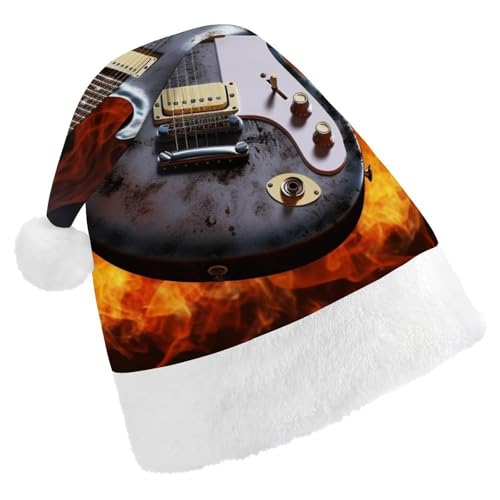 DWVTSLH Weihnachtsmütze, Rockgitarre, bedruckt, Weihnachtsmannmütze, weicher und bequemer Samt, verdickte Weihnachtsmütze, geeignet für Weihnachten, Neujahr, Urlaub, Partyzubehör DWVTSLH Weihnachtsmütze, Rockgitarre, bedruckt, Weihnachtsmannmütze, weicher und bequemer Samt, verdickte Weihnachtsmütze, geeignet für Weihnachten, Neujahr, Urlaub, Partyzubehör von DWVTSLH