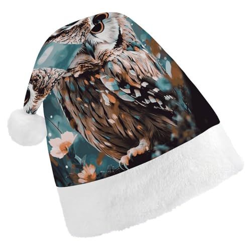 DWVTSLH Weihnachtsmütze, Tier, niedliche Eule, bedruckt, Weihnachtsmannmütze, weicher und bequemer Samt, verdickte Weihnachtsmütze, geeignet für Weihnachten, Neujahr, Urlaub, Partyzubehör DWVTSLH Weihnachtsmütze, Tier, niedliche Eule, bedruckt, Weihnachtsmannmütze, weicher und bequemer Samt, verdickte Weihnachtsmütze, geeignet für Weihnachten, Neujahr, Urlaub, Partyzubehör von DWVTSLH