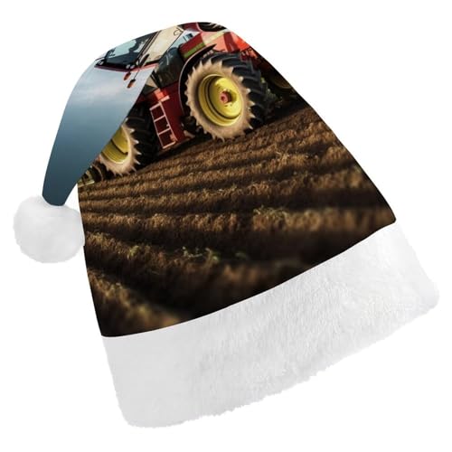 DWVTSLH Weihnachtsmütze, Traktor, Bauernhof, bedruckt, Weihnachtsmannmütze, weicher und bequemer Samt, verdickte Weihnachtsmütze, geeignet für Weihnachten, Neujahr, Urlaub, Partyzubehör DWVTSLH Weihnachtsmütze, Traktor, Bauernhof, bedruckt, Weihnachtsmannmütze, weicher und bequemer Samt, verdickte Weihnachtsmütze, geeignet für Weihnachten, Neujahr, Urlaub, Partyzubehör von DWVTSLH