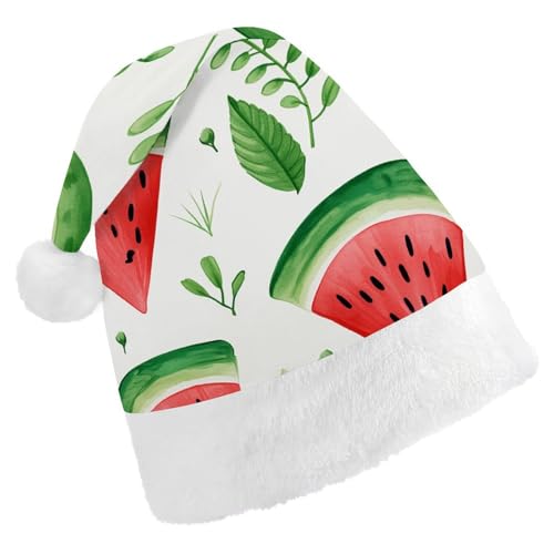 DWVTSLH Weihnachtsmütze, Wassermelonenmuster, bedruckt, Weihnachtsmannmütze, weicher und bequemer Samt, verdickte Weihnachtsmütze, geeignet für Weihnachten, Neujahr, Urlaub, Partyzubehör DWVTSLH Weihnachtsmütze, Wassermelonenmuster, bedruckt, Weihnachtsmannmütze, weicher und bequemer Samt, verdickte Weihnachtsmütze, geeignet für Weihnachten, Neujahr, Urlaub, Partyzubehör von DWVTSLH