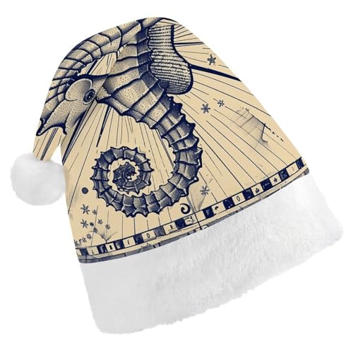 DWVTSLH Weihnachtsmütze, alte nautische Diagramme, bedruckt, Weihnachtsmannmütze, weicher und bequemer Samt, verdickte Weihnachtsmütze, geeignet für Weihnachten, Neujahr, Urlaub, Partyzubehör DWVTSLH Weihnachtsmütze, alte nautische Diagramme, bedruckt, Weihnachtsmannmütze, weicher und bequemer Samt, verdickte Weihnachtsmütze, geeignet für Weihnachten, Neujahr, Urlaub, Partyzubehör von DWVTSLH