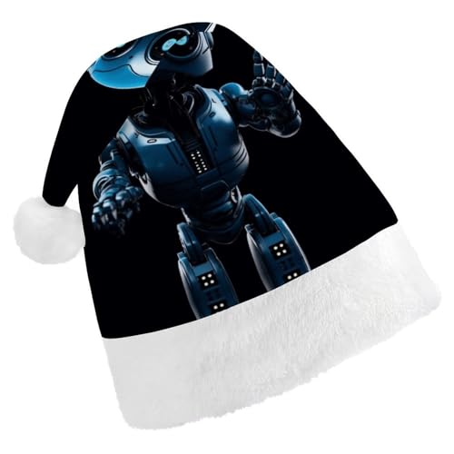 DWVTSLH Weihnachtsmütze, blauer Roboter, bedruckt, Weihnachtsmannmütze, weicher und bequemer Samt, verdickte Weihnachtsmütze, geeignet für Weihnachten, Neujahr, Urlaub, Partyzubehör DWVTSLH Weihnachtsmütze, blauer Roboter, bedruckt, Weihnachtsmannmütze, weicher und bequemer Samt, verdickte Weihnachtsmütze, geeignet für Weihnachten, Neujahr, Urlaub, Partyzubehör von DWVTSLH