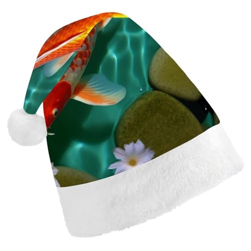 DWVTSLH Weihnachtsmütze, japanischer Karpfen, bedruckt, Weihnachtsmannmütze, weicher und bequemer Samt, verdickte Weihnachtsmütze, geeignet für Weihnachten, Neujahr, Urlaub, Partyzubehör DWVTSLH Weihnachtsmütze, japanischer Karpfen, bedruckt, Weihnachtsmannmütze, weicher und bequemer Samt, verdickte Weihnachtsmütze, geeignet für Weihnachten, Neujahr, Urlaub, Partyzubehör von DWVTSLH