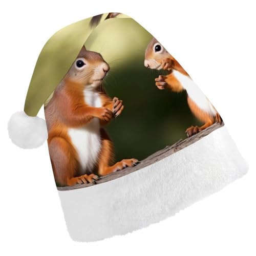 DWVTSLH Weihnachtsmütze, niedliche Eichhörnchen, bedruckt, Weihnachtsmannmütze, weicher und bequemer Samt, verdickte Weihnachtsmütze, geeignet für Weihnachten, Neujahr, Urlaub, Partyzubehör DWVTSLH Weihnachtsmütze, niedliche Eichhörnchen, bedruckt, Weihnachtsmannmütze, weicher und bequemer Samt, verdickte Weihnachtsmütze, geeignet für Weihnachten, Neujahr, Urlaub, Partyzubehör von DWVTSLH