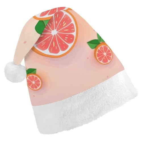 DWVTSLH Weihnachtsmütze, niedlicher Grapefruit, bedruckt, Weihnachtsmannmütze, weicher und bequemer Samt, verdickte Weihnachtsmütze, geeignet für Weihnachten, Neujahr, Urlaub, Partyzubehör DWVTSLH Weihnachtsmütze, niedlicher Grapefruit, bedruckt, Weihnachtsmannmütze, weicher und bequemer Samt, verdickte Weihnachtsmütze, geeignet für Weihnachten, Neujahr, Urlaub, Partyzubehör von DWVTSLH